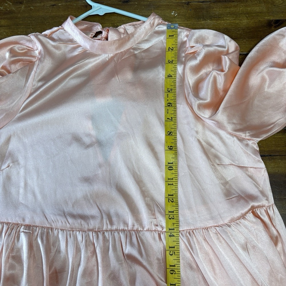 asos Satin Tiered Maxi Dress Sz 2 Coral Pink Salmon Flowy Oversized Silky Pastel - Picture 11 of 14